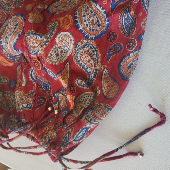 Nwot freePeople Sundown Rust Red Paisley Print Off-the-Shoulder Bodysuit sz-M - Picture 9 of 9